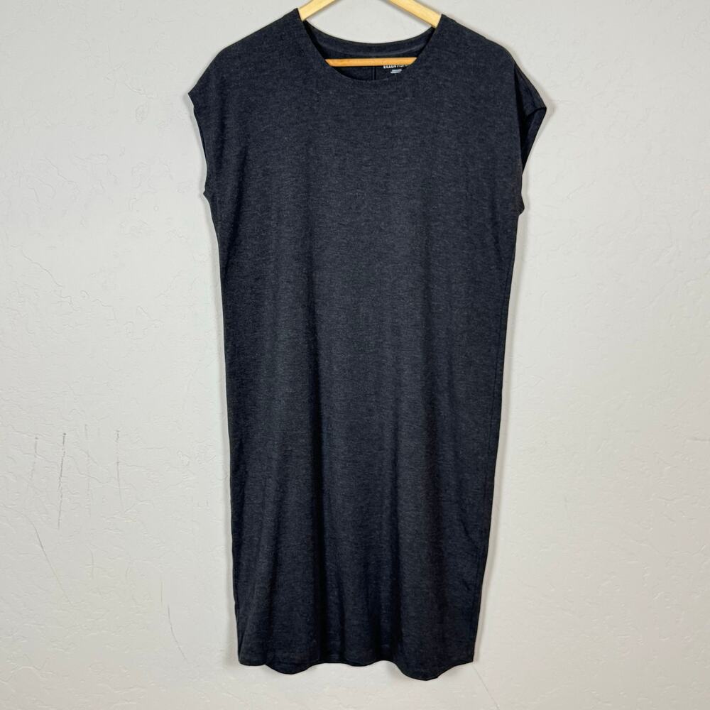 Eileen Fisher Sleeveless Jersey Tencel Dress Heathered Gray Small Petite Capsule
